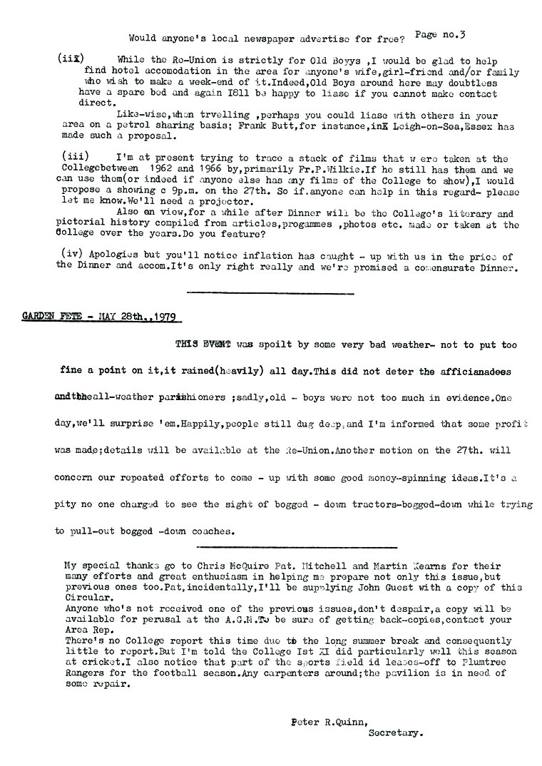 Hugonian Association Newsletter 1979 page 3