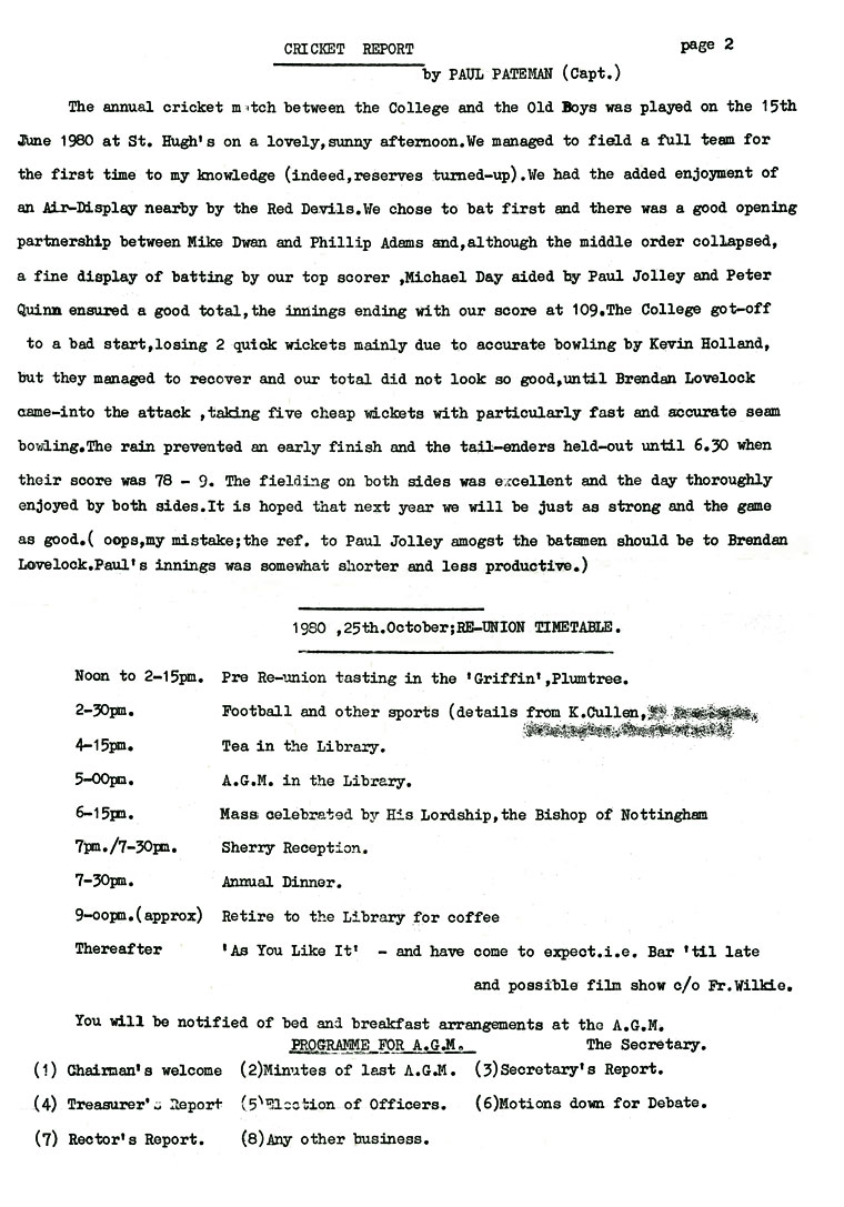 Hugonian Association Summer Circular 1980 page 2