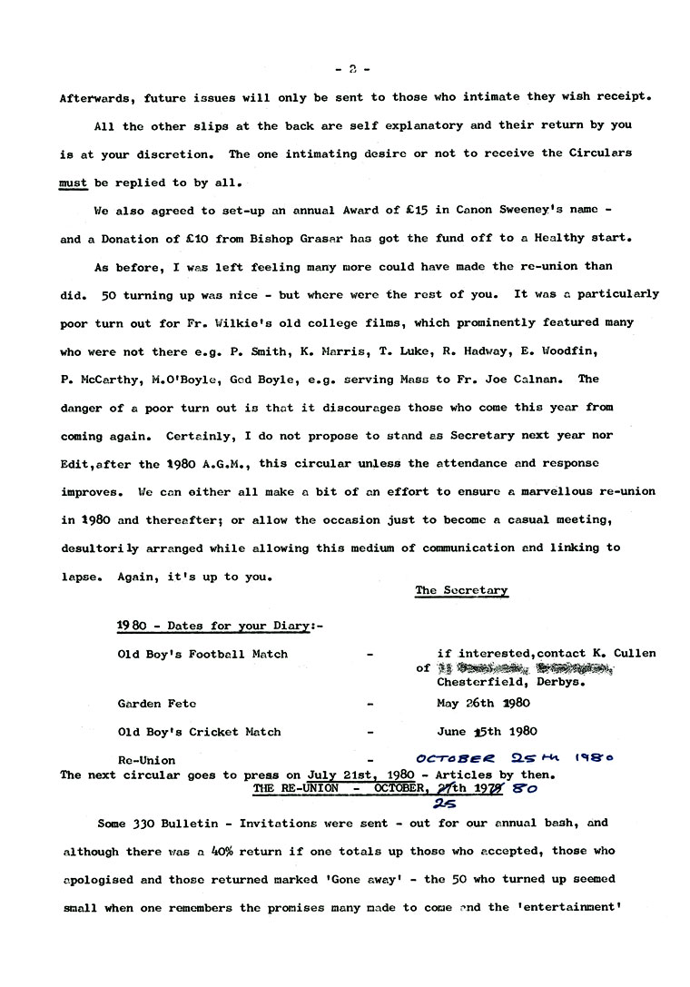 Hugonian Association Circular February 1980 page 2