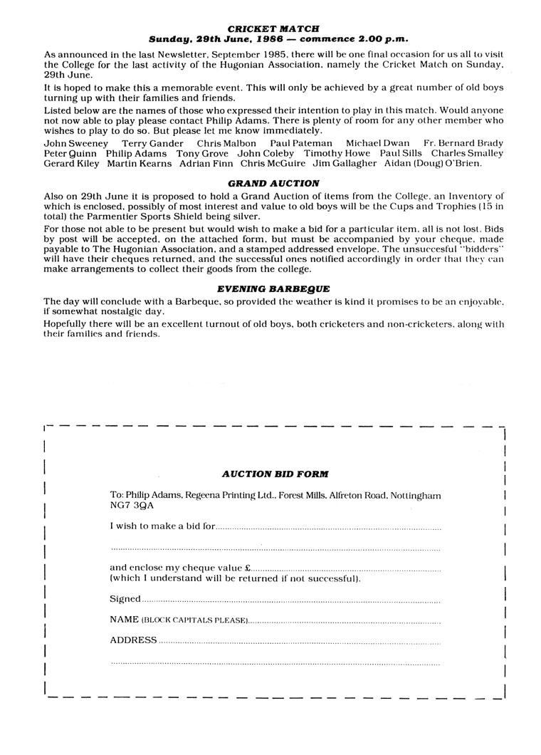 Hugonian Association Newsletter 1986 page 3