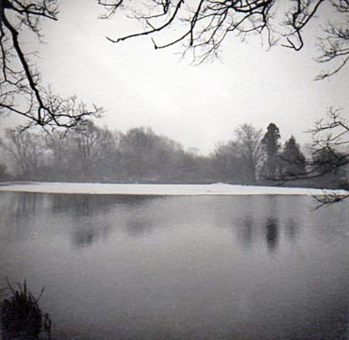 Winter ice from boathouse