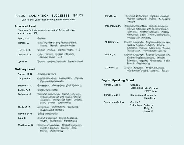 Speechday 1972 programme inside