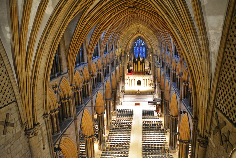 The nave, from the gallery beneath the rose window